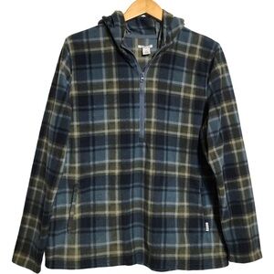 O'Neill Men's Blue Green Fleece Pockets Half Zip Pullover Hoodie Sweater L